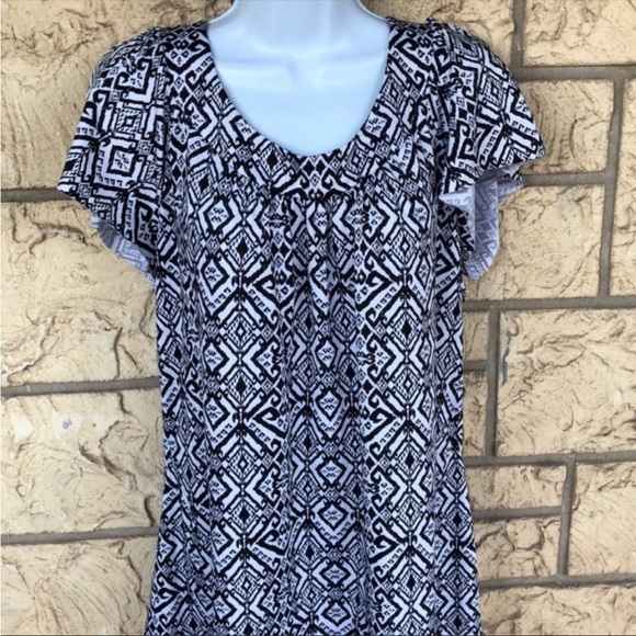 AB studio Black & White Tunic Top career casual Business Size Large - Picture 3 of 12